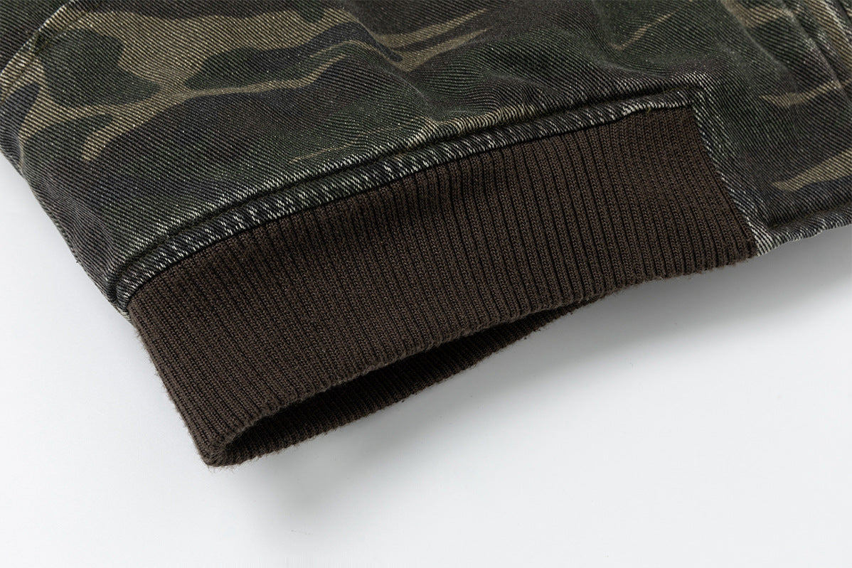 Fur-Trim Hood Bomber Jacket – Camo & Leopard Print Padded Outerwear
