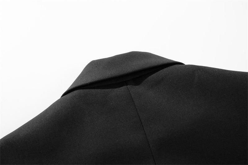 Men's Black Blazer Jacket – Four-Button Single-Breasted Structured Fit