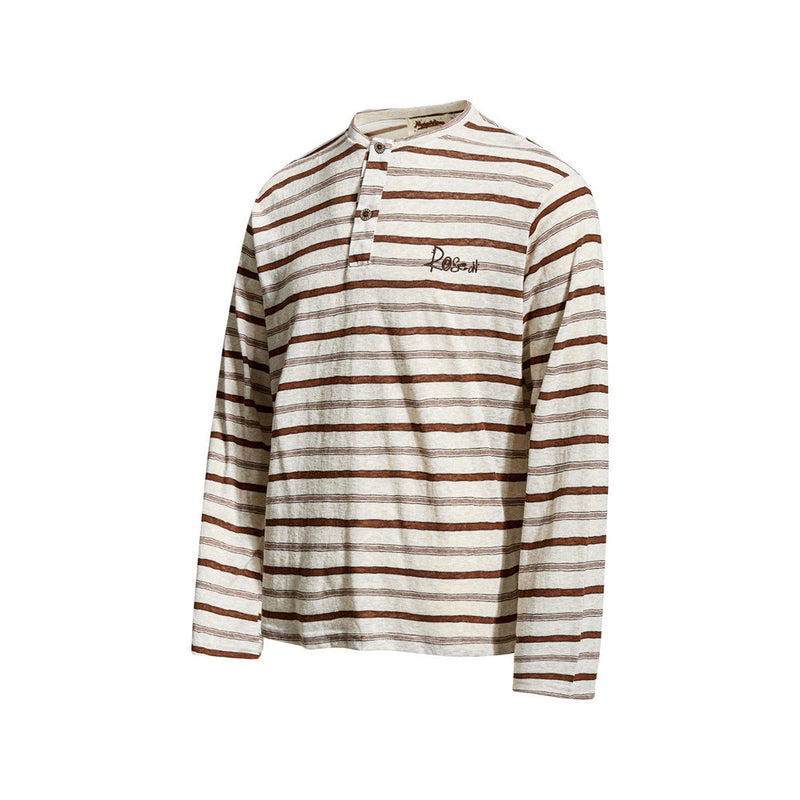 Men's Striped Long Sleeve Henley T-Shirt – Relaxed Fit