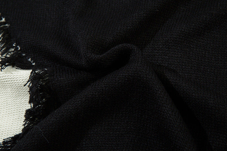 Pull en maille color block effet usé – Pull oversize à franges, style high-street