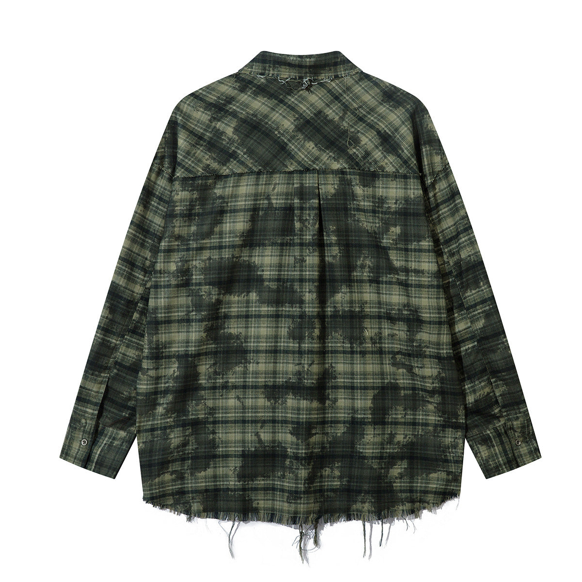 Chemise en flanelle à carreaux effet usé – Manches longues oversize délavées à ourlet brut