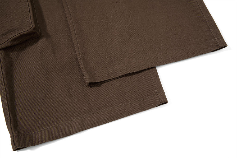 Men's Black Cargo Pants Wide-Leg Script Print with Rivet Detail