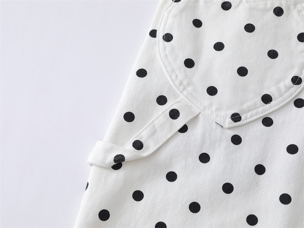 Pantalon baggy wide-leg à pois avec broderies cartoon dalmatien