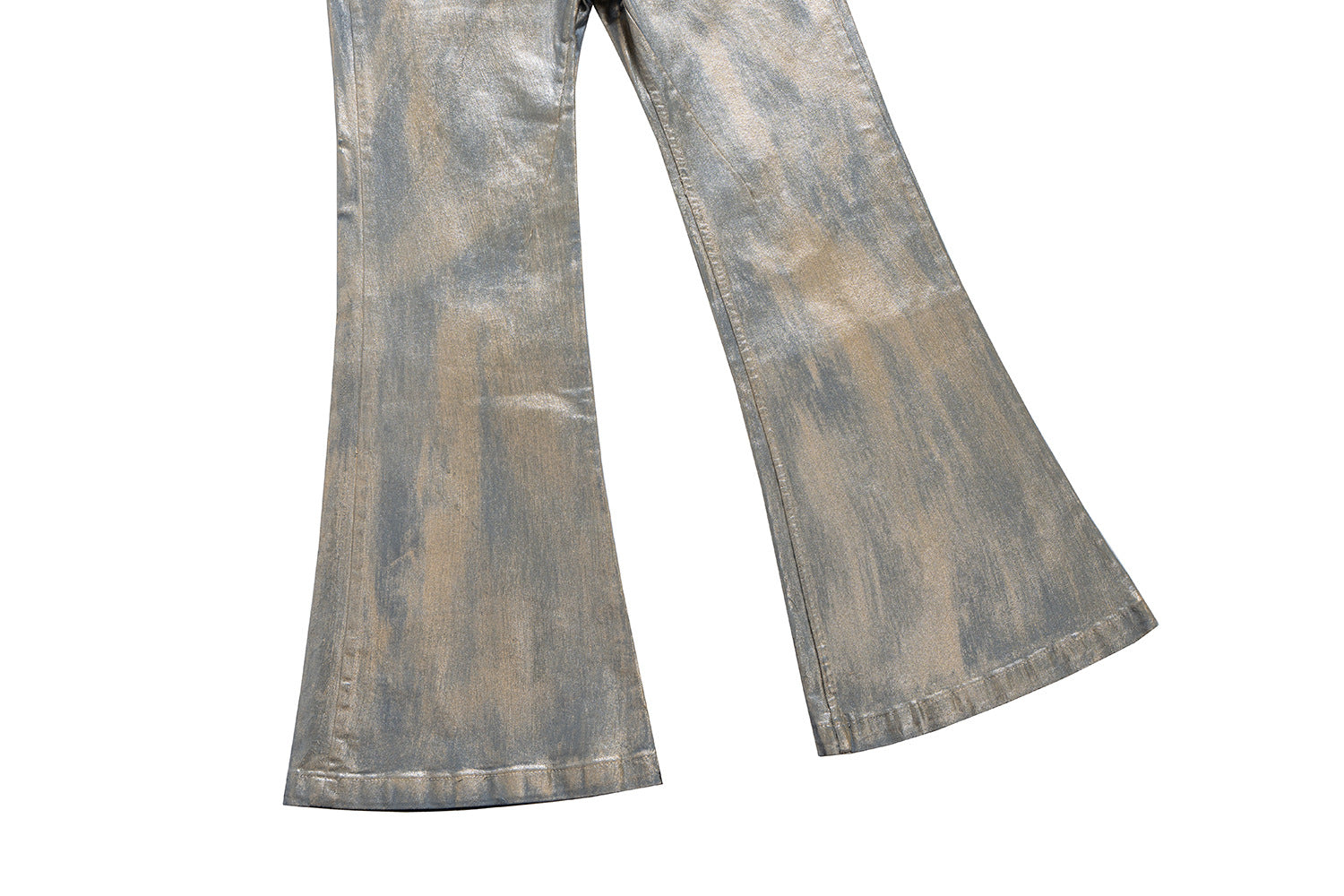 Jean flare métallisé doré – Pantalon en denim large à pattes d’éléphant