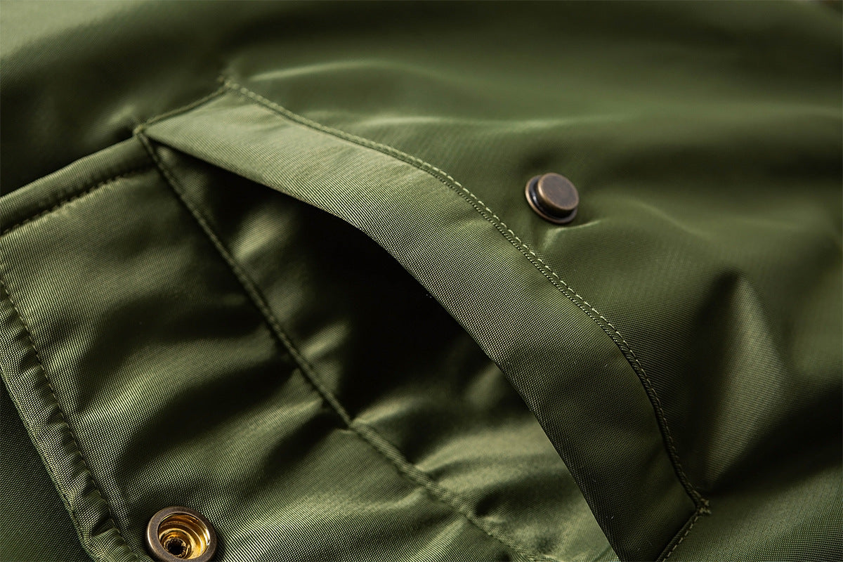 Faux Fur Collar Bomber Jacket with Quilted Lining