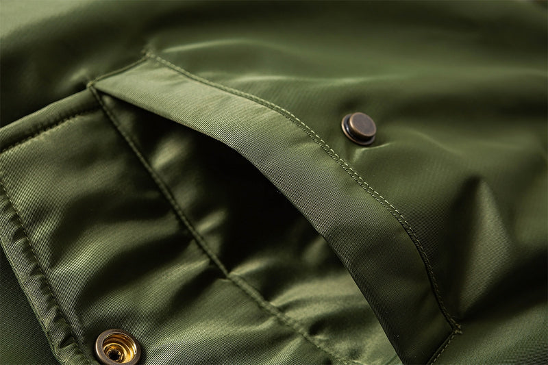 Faux Fur Collar Bomber Jacket with Quilted Lining
