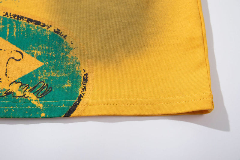Tee-shirt graphique à manches longues imitation deux pièces – Imprimé écusson rétro streetwear