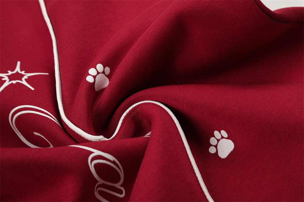Pantalon de jogging large – Motif patte et coutures courbes rouges