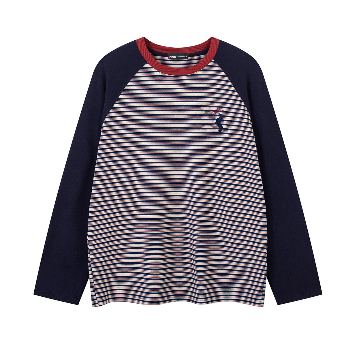 Striped Raglan Long Sleeve Shirt – Colorblock Contrast Sleeve Crewneck Tee