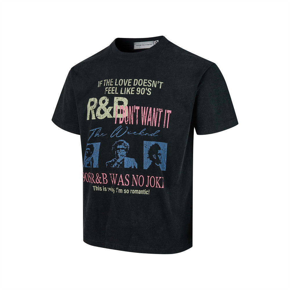 90s R&B Vintage Graphic Print Short Sleeve T-Shirt