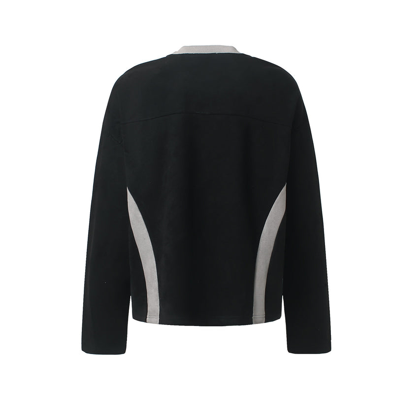 GLFS Colorblock-Langarmshirt mit wiederkehrendem Zyklusmotiv – Streetwear mit Kontrasteinsätzen