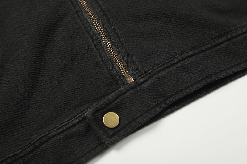 Jacke im Moto-Stil – Verwaschenes Distressed-Schwarz mit goldfarbenen Details
