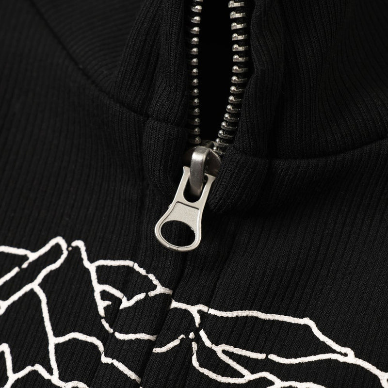 Mock Neck Full-Zip Sweatshirt Jacket with Abstract Wave Print