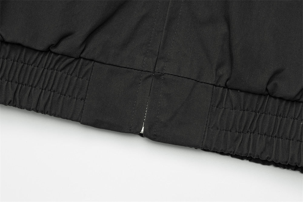 Oversized Stand-Collar Bomber Jacket – Men's Relaxed Fit with Plaid Collar