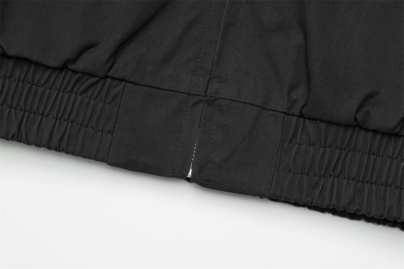 Oversized Stand-Collar Bomber Jacket – Men's Relaxed Fit with Plaid Collar