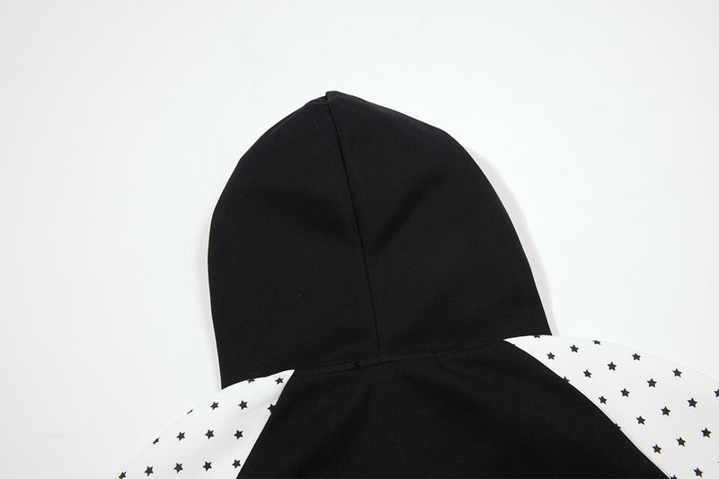 Hoodie zippé à oreilles de chat avec manches raglan étoilées et poches-pattes
