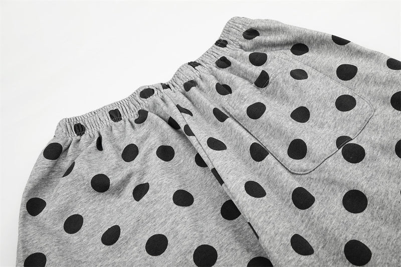 Polka Dot Wide-Leg Pants with Elastic Drawstring Waist