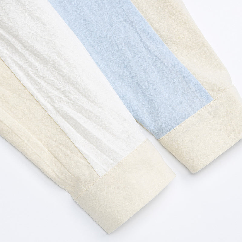 Chemise oversize boutonnée à manches longues, colorblock chien cartoon – Coupe décontractée