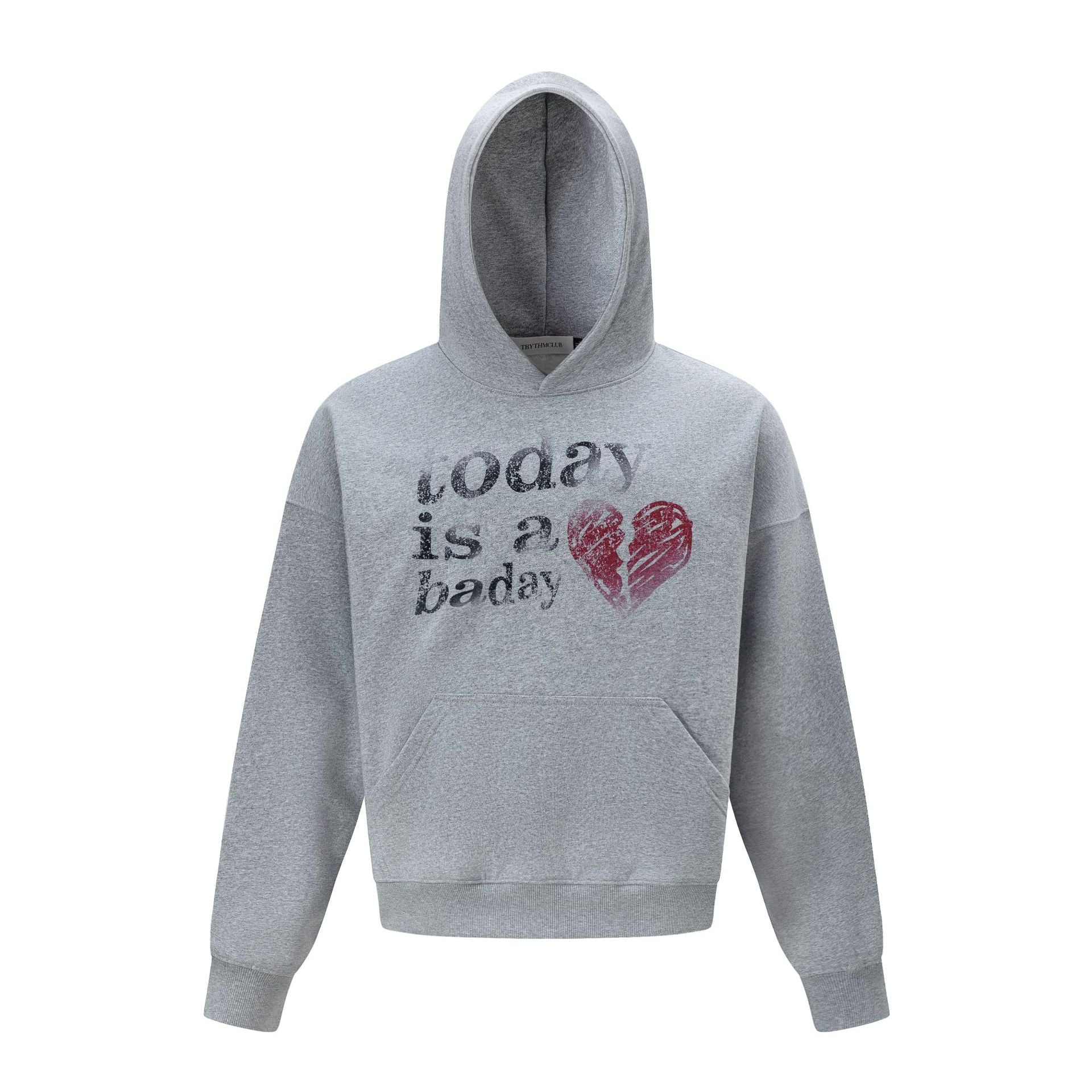 Broken Heart Hoodie mit Grafik – „Today Is a Bad Day“, Distressed-Print, Oversized
