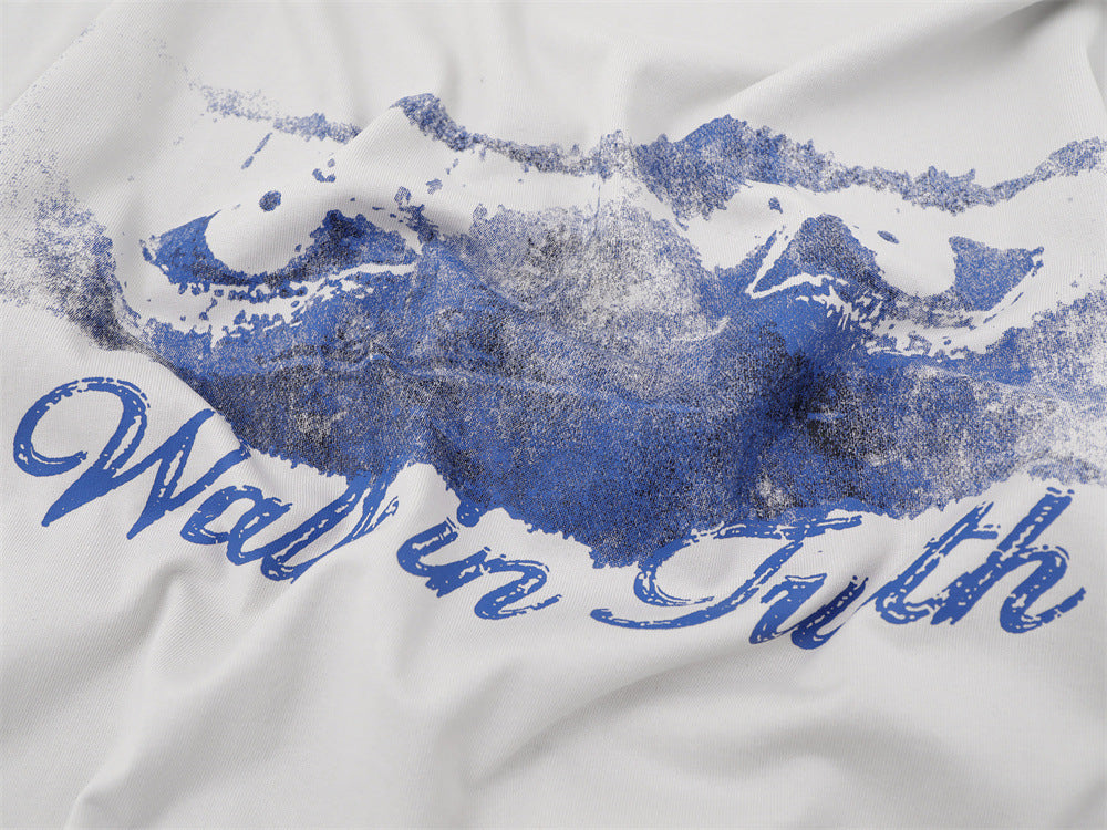 T-shirt homme à manches longues – Imprimé yeux, effet deux-en-un et manches rayées