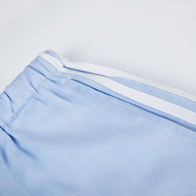 Wide-Leg Track Pants with Side Stripes & Drawstring Waist