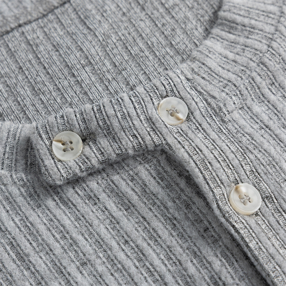 Men's Long Sleeve Ribbed Henley Shirt – Relaxed Fit Half-Button Top