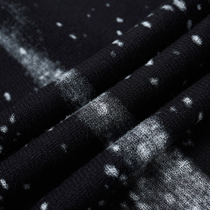 Ink-Wash-Strickpullover mit Farbspritzern und Rundhalsausschnitt – Oversized Streetwear