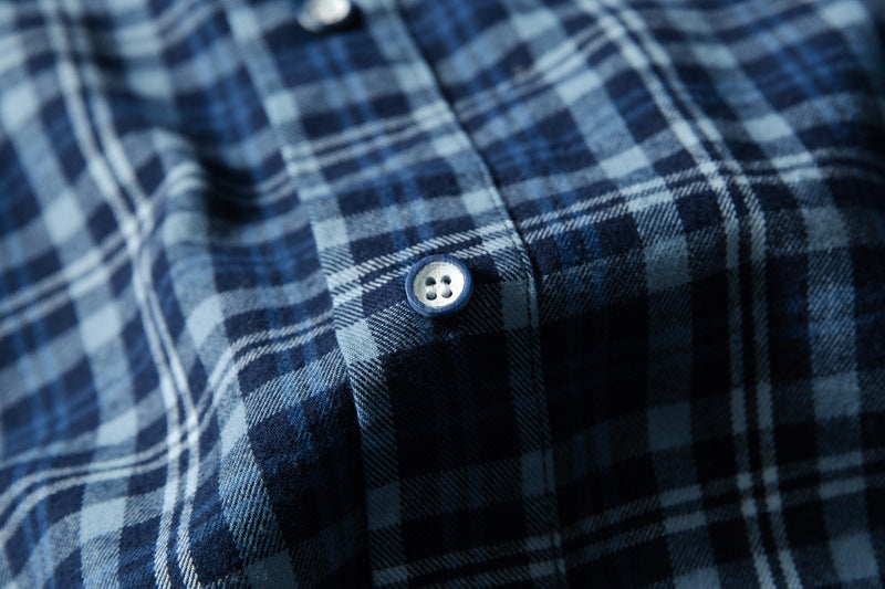 Long Sleeve Oversized Shirt – Denim & Plaid Splice Faux Two-Piece Design