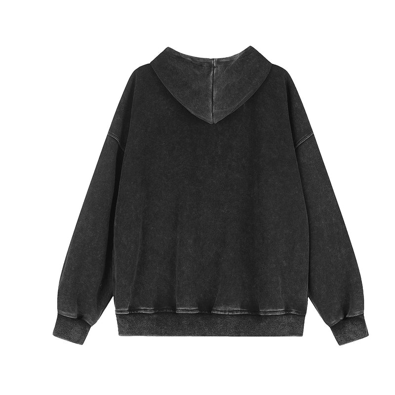 Leopard Print Zip-Up Hoodie with Military Star Band Detail