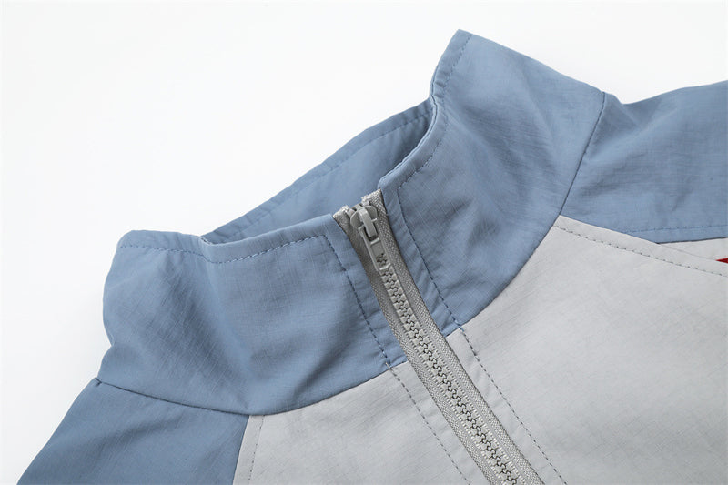 Veste de survêtement homme color block et pantalon assorti à jambes larges – col cheminée à trois rayures