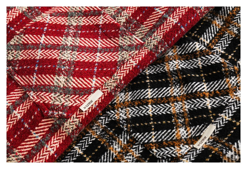 Vintage Plaid Patchwork Fringe Jacket – Oversized Unisex Overshirt