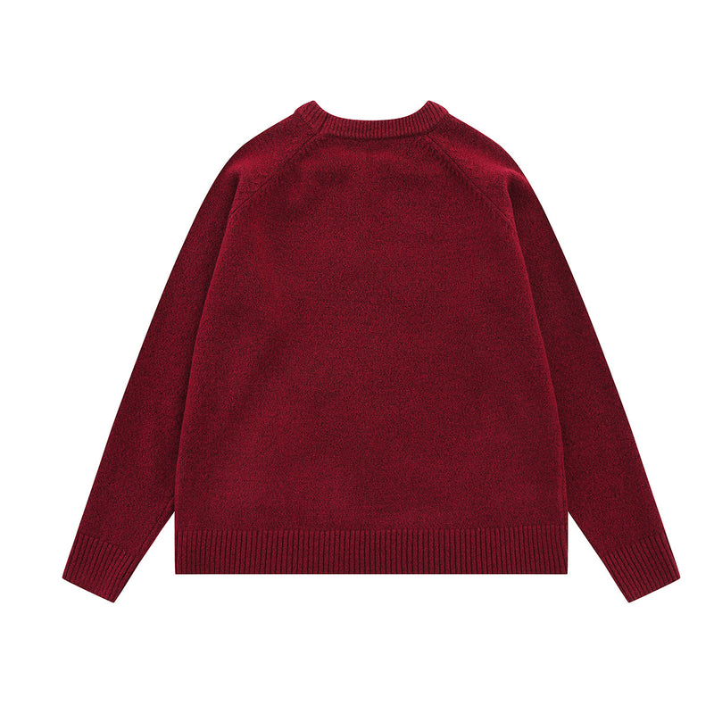 Christmas Lamb Jacquard Knit Sweater – Crew Neck Vintage Novelty Pullover