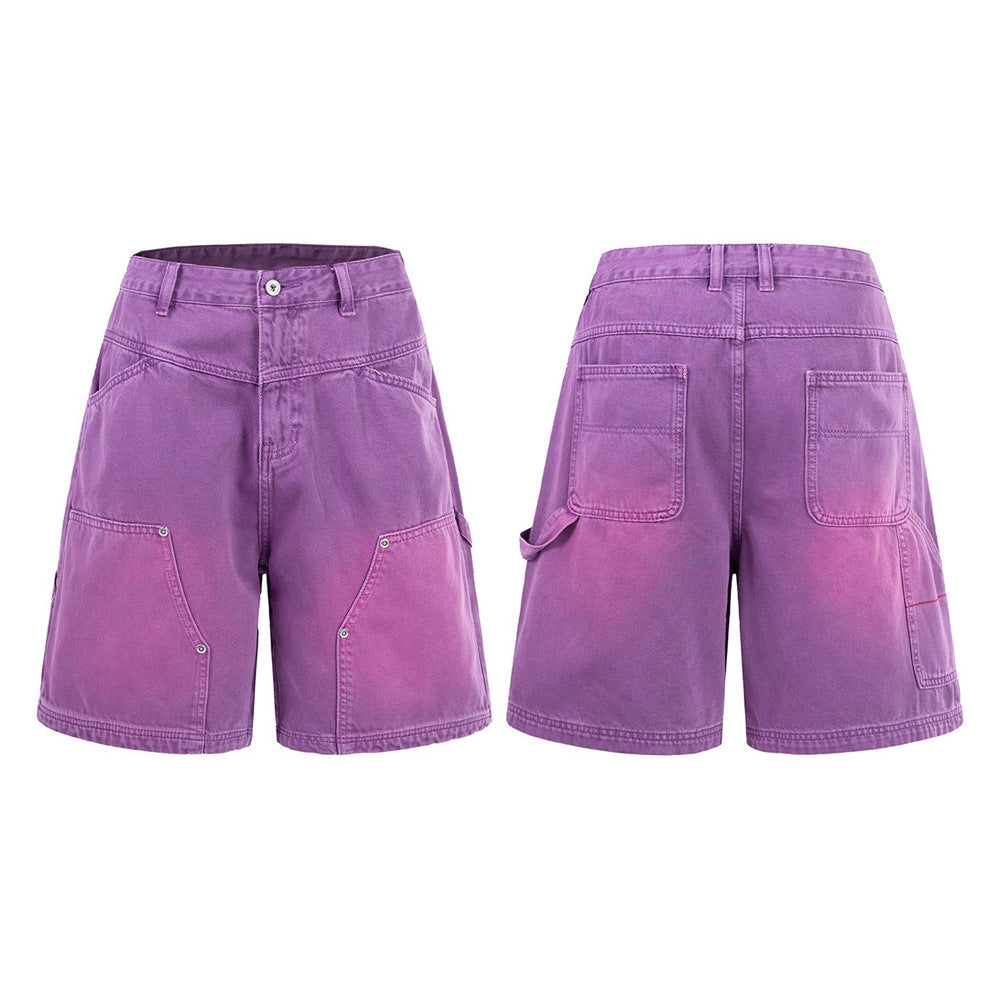 Baggy-Denimshorts für Herren – gewaschene Carpenter-Style-Jeansshorts für Streetwear