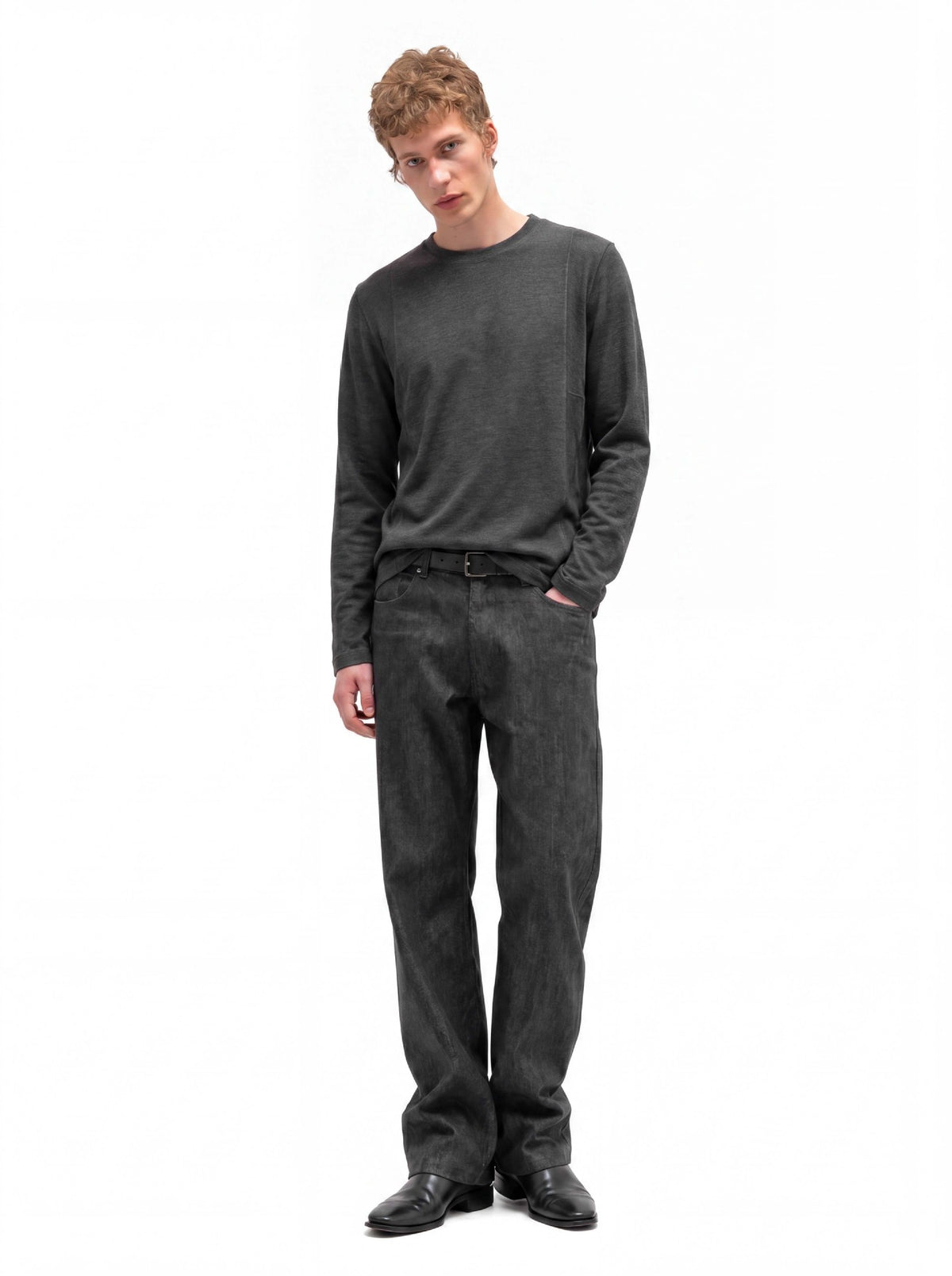 Men's Long Sleeve Crew Neck Shirt – Relaxed Fit Solid Tee