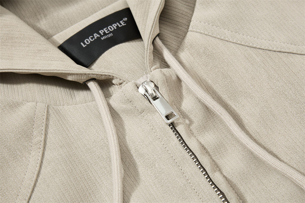 Blouson bomber à capuche – Coupe oversize zippée et tissu texturé