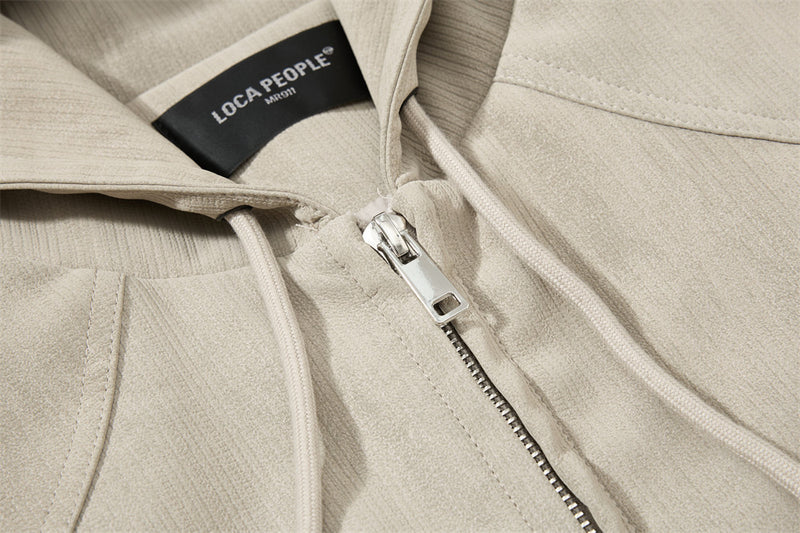 Blouson bomber à capuche – Coupe oversize zippée et tissu texturé