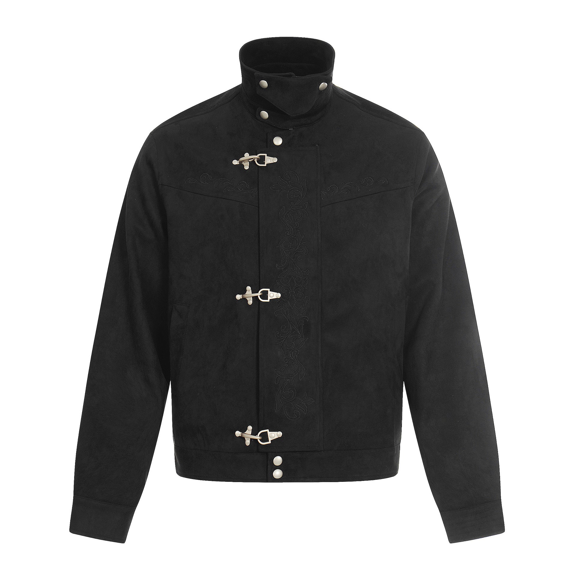 Veste en daim à fermoirs brodés – Style vintage américain Detroit pour homme
