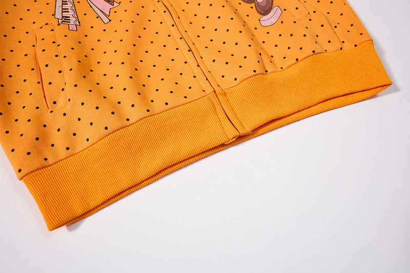 Sweat à capuche zippé anime – Sweat court à pois avec illustration d’ange