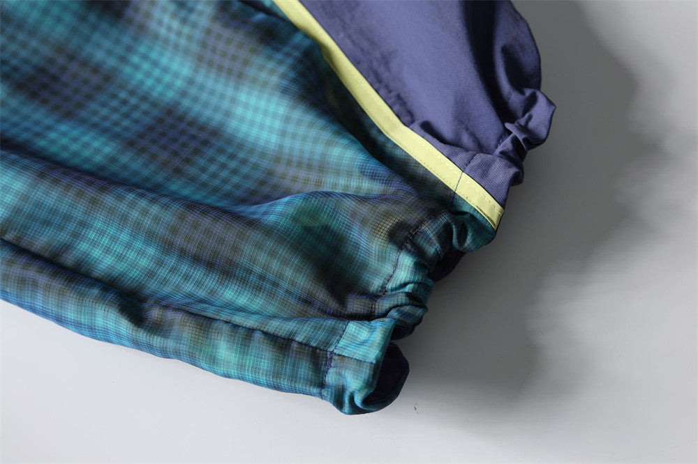 Men's Plaid Patchwork Baggy Pants – Windproof Water-Resistant Drawstring Ankle