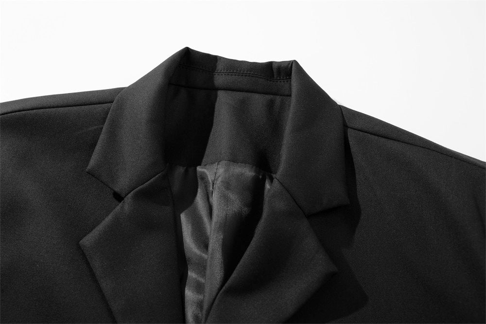 Men's Black Blazer Jacket – Four-Button Single-Breasted Structured Fit