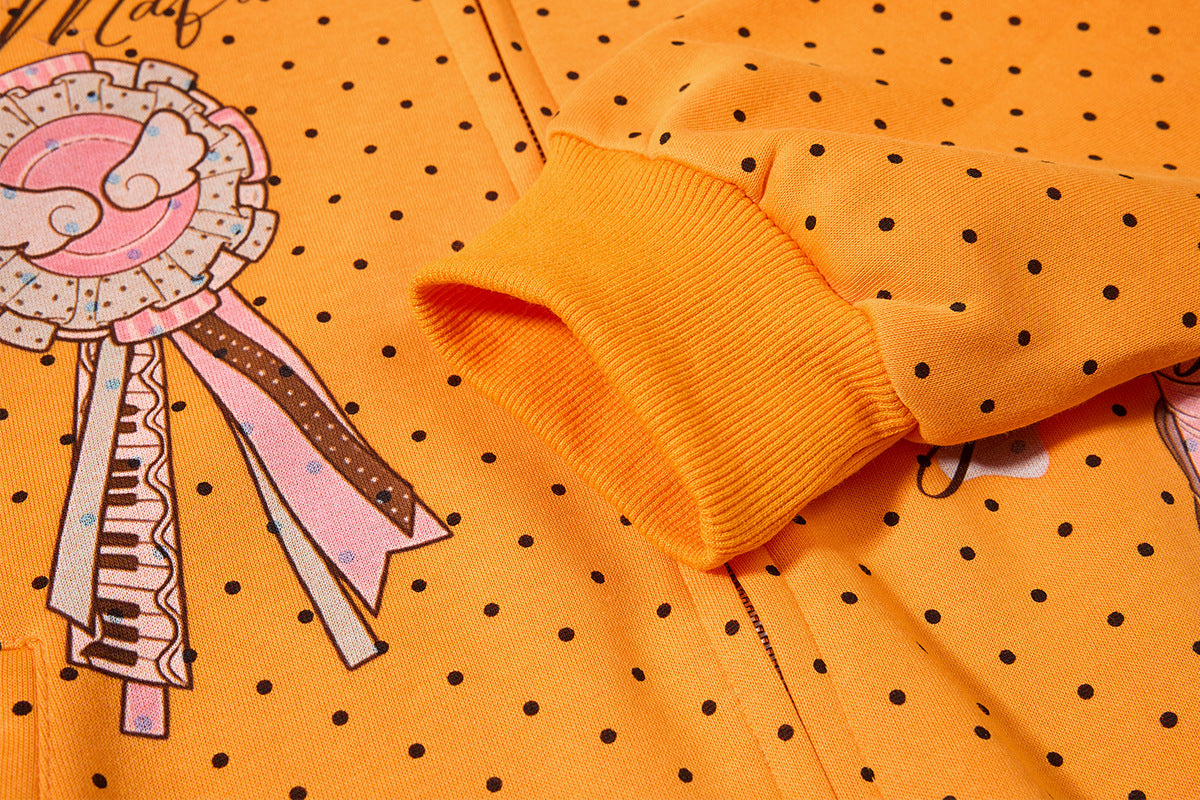 Sweat à capuche zippé anime – Sweat court à pois avec illustration d’ange