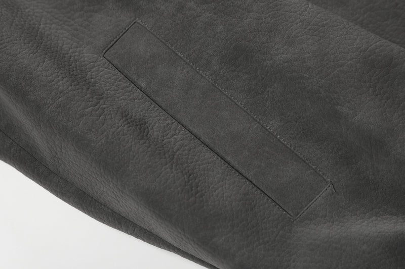 Blouson bomber oversize à capuche, vintage américain, broderie et suédine PU – Veste moto