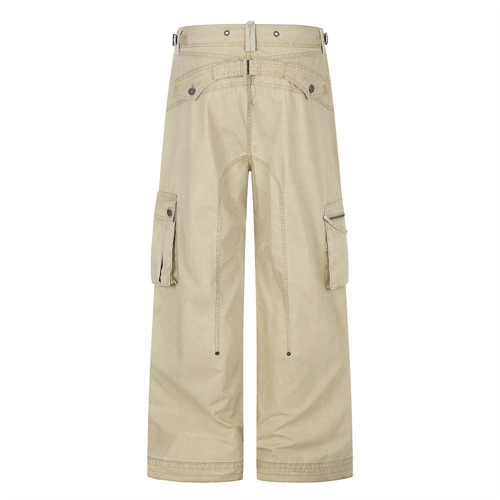 Wide-Leg Cargo Pants – Multi-Pocket Straight-Fit Workwear Trousers