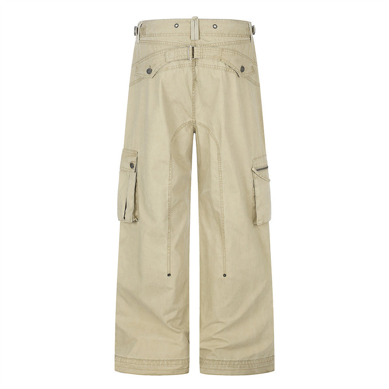 Wide-Leg Cargo Pants – Multi-Pocket Straight-Fit Workwear Trousers