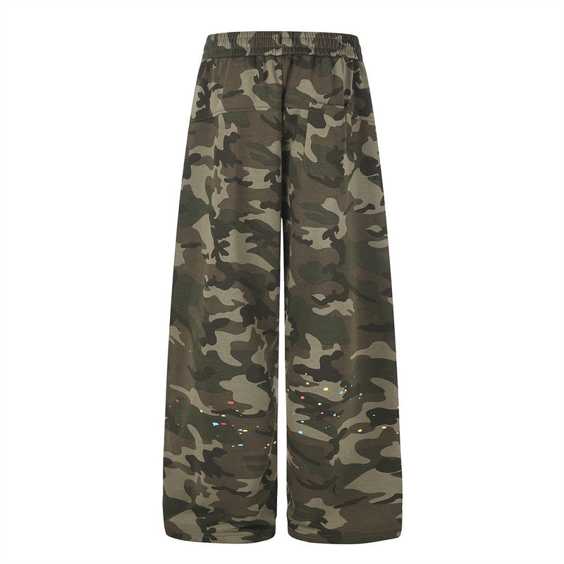 Jogging camouflage coupe large – Pantalon homme droit à imprimé graffiti