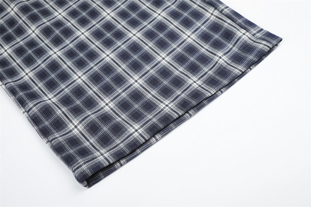 Men's Plaid Wide-Leg Trousers – Loose Fit Straight-Cut Pants