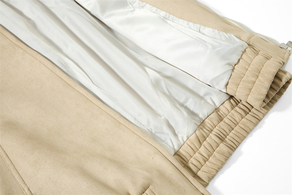 Chaqueta bomber de ante con cuello mao para hombre – Acabado desgastado y corte corto streetwear