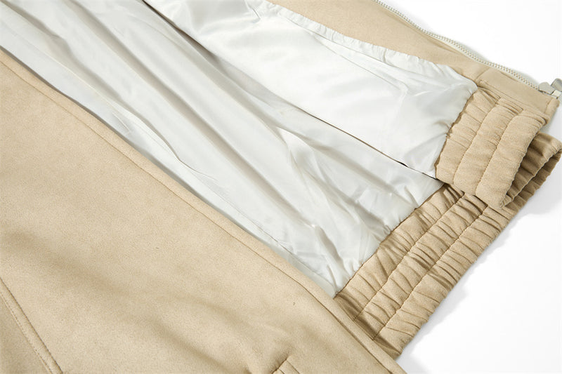 Chaqueta bomber de ante con cuello mao para hombre – Acabado desgastado y corte corto streetwear