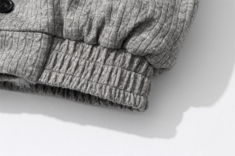 Men's Faux Fur Collar Double-Layer Knit Bomber Jacket