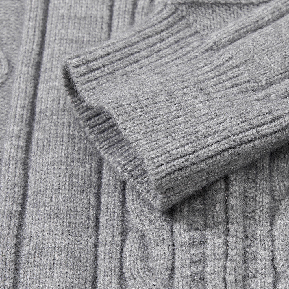 Sweat à capuche zippé en maille torsadée à motif losanges et capuche à cordon